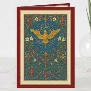 Cartão De Festividades Oração do Sacramento da Confirmação Verde Dourado