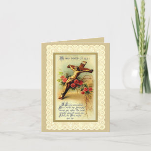 Cartão De Festividades Oração Floral Tradicional Lenten Crucifix
