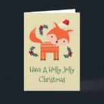 Cartão De Festividades Orange Fox In Santa Hat Whimsical Christmas Custom<br><div class="desc">A charming customized christmas card with a retro flair. An illustration of a cute orange fox, wearing a red santa hat surrounded by christmas holly decorations. A sweet little forest animal. Set on a tan colored background. The front says: have a holly jolly christmas. The inside has a christmas message...</div>