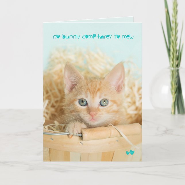 Cartão De Festividades Orange Kitten Easter Cute card (Frente)