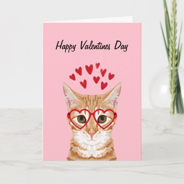 Cartão De Festividades Orange Tabby Cat Valentines Love Card (Frente)