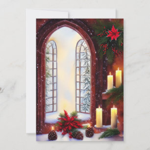 Cartão De Festividades Orçamento de janela de igreja natalina mini