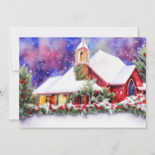 Cartão De Festividades Orçamento de Natal da igreja nevada