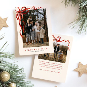 Cartão De Festividades Orçamento Elegante Arco Vermelho Natal Duas Fotos