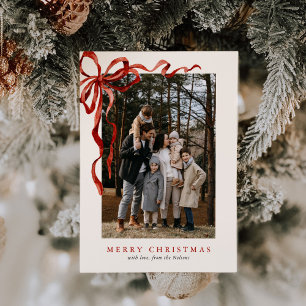 Cartão De Festividades Orçamento Elegante Arco Vermelho Natal Uma Foto