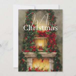 Cartão De Festividades orçamento lareira de Natal
