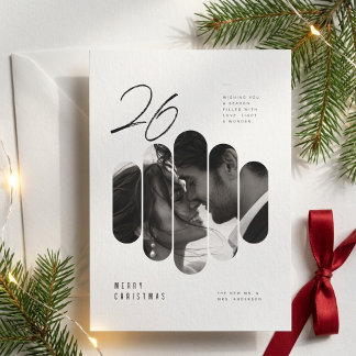 Cartão De Festividades Orçamento Moderno Minimalista Foto de Natal de Rec