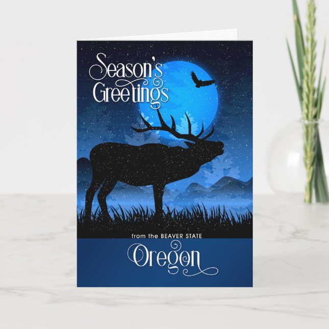 Cartão De Festividades Oregon, as Saudações da Época do Beaver Moose (Frente)