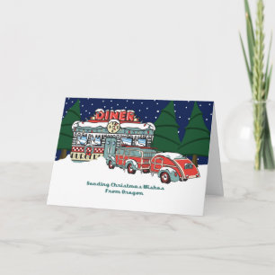 Cartão De Festividades Oregon Retro Diner Christmas