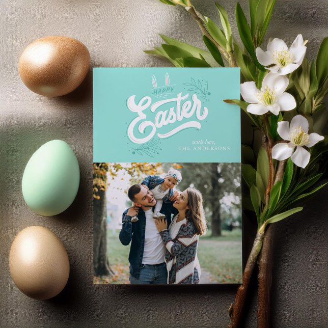 Cartão De Festividades Orelhas de Coelho "Feliz Páscoa" Foto (Criador carregado)