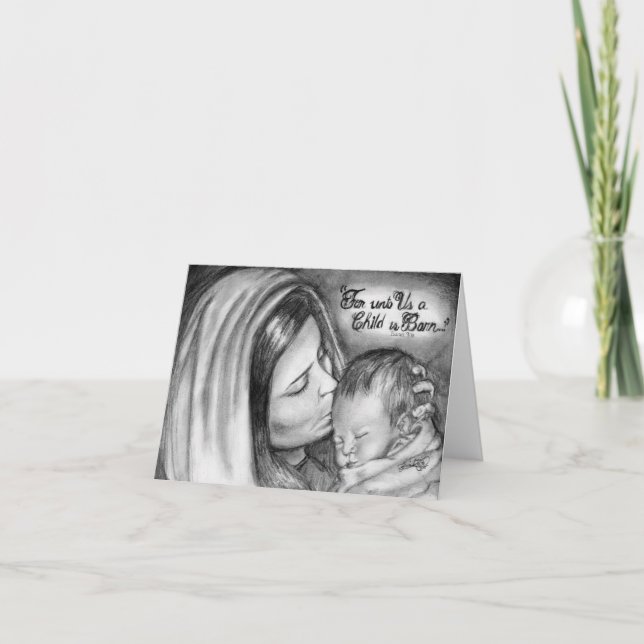 Cartão De Festividades Original Pencil Drawing Christmas Card (Frente)