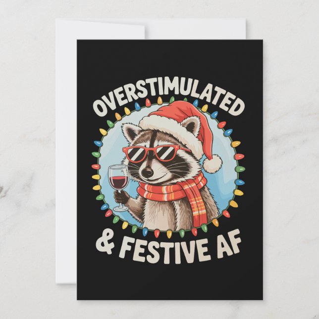 Cartão De Festividades Órmestimulado E Festivo Af Feral Raccoon Xmas (Frente)