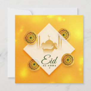 Cartão De Festividades Ornamental Eid ul Adha Mubarak Bode Mosque Amarelo