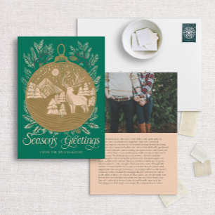 Cartão De Festividades Ornamento da Madeira de Montanha Ilustrada Natal