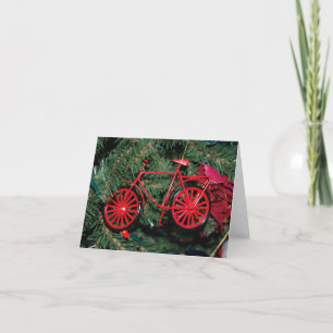 Cartão De Festividades Ornamento de Bicicleta em uma Árvore de Natal