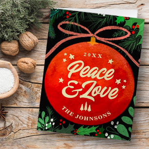 Cartão De Festividades Ornamento de Bola de Natal Vermelho Moderno Botâni