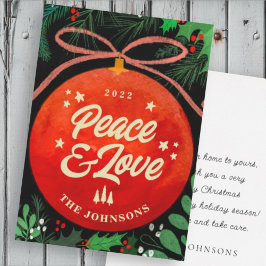 Cartão De Festividades Ornamento de Bola de Natal Vermelho Moderno Botâni