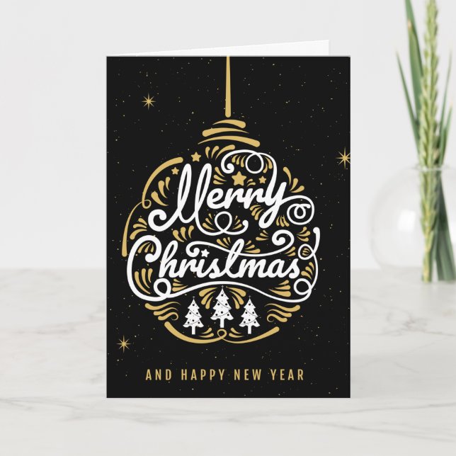 Cartão De Festividades Ornamento de Feliz Natal Elegante (Frente)