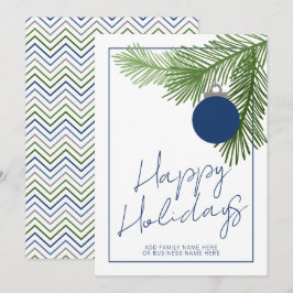 Cartão De Festividades Ornamento de Natal Moderno - Verde - Azul-Marinho 