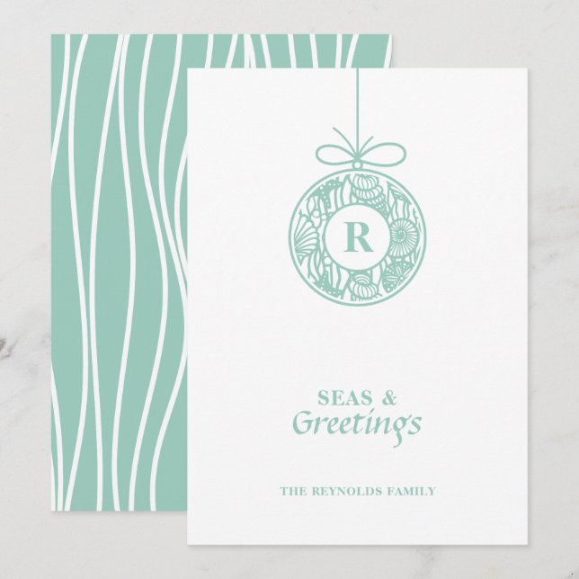 Cartão De Festividades Ornamento de Seashell para o Mar e Saudações (Frente/Verso)