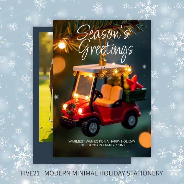 Cartão De Festividades Ornamento Elegante de Carrinho de Golfe de Natal ・ (Criador carregado)