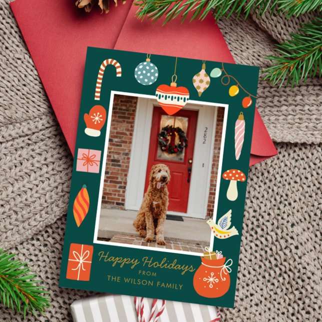 Cartão De Festividades Ornamento Feliz Natal Família Fofa Foto Feriado (Criador carregado)