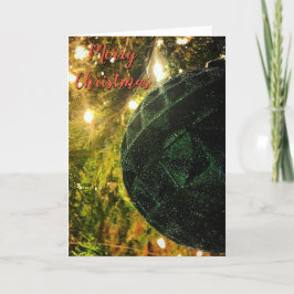 Cartão De Festividades Ornamento Verde da Glitter de Natal
