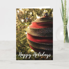 Cartão De Festividades Ornamento Vermelho e Dourado Natal