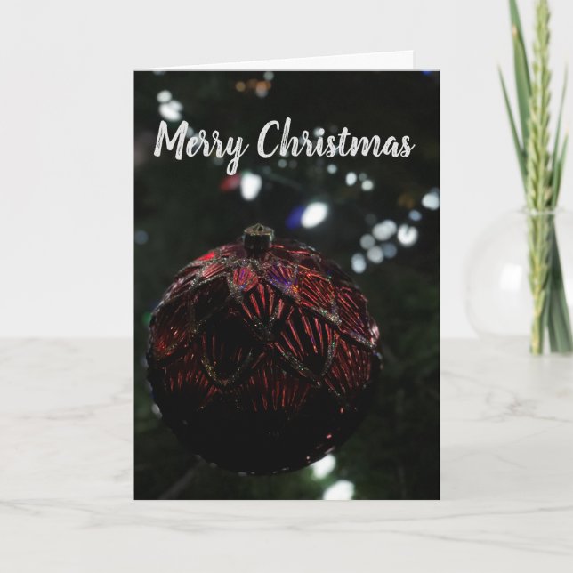 Cartão De Festividades Ornamento Vermelho Natal (Frente)