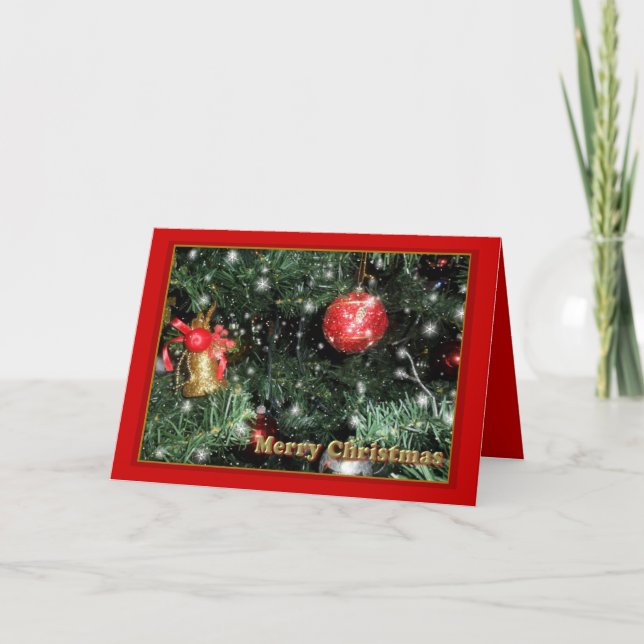 Cartão De Festividades Ornamentos de Árvore de Natal (Frente)