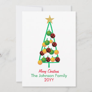 Cartão De Festividades Ornamentos de Árvore Feliz de Natal