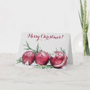 Cartão De Festividades Ornamentos de Lâmpadas de Natal Pintura de Óleo