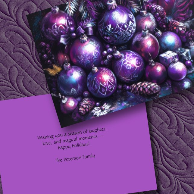 Cartão De Festividades Ornamentos em tons de giz roxo (Criador carregado)