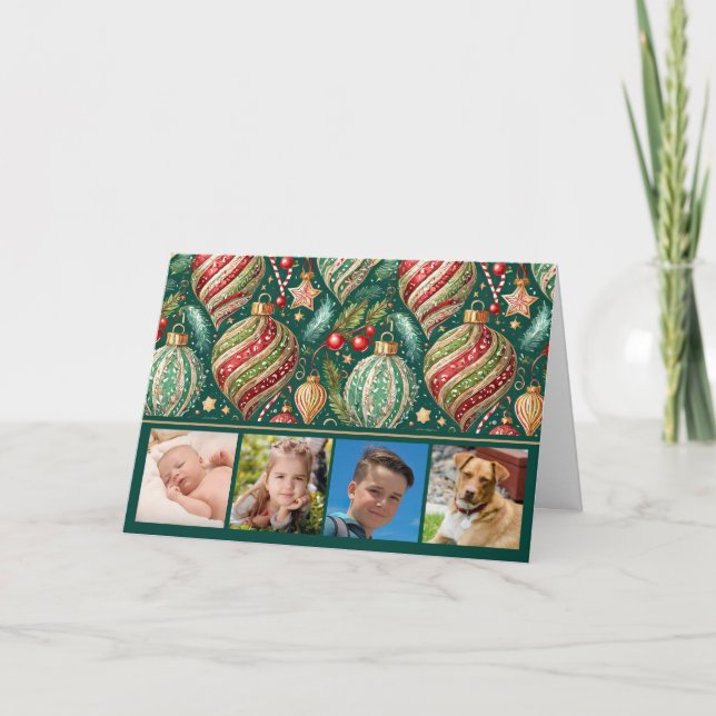 Cartão De Festividades Ornamentos Festivos Quatro Foto (Frente)
