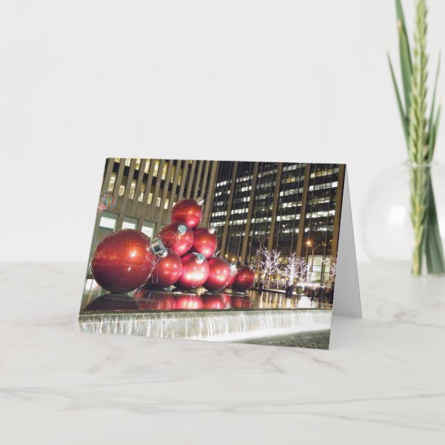 Cartão De Festividades Ornamentos Gigantes NYC (Frente)