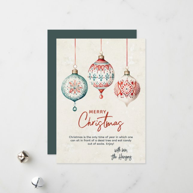 Cartão De Festividades Ornamentos modernos de estilo nórdico Feliz Natal (Frente/Verso In Situ)