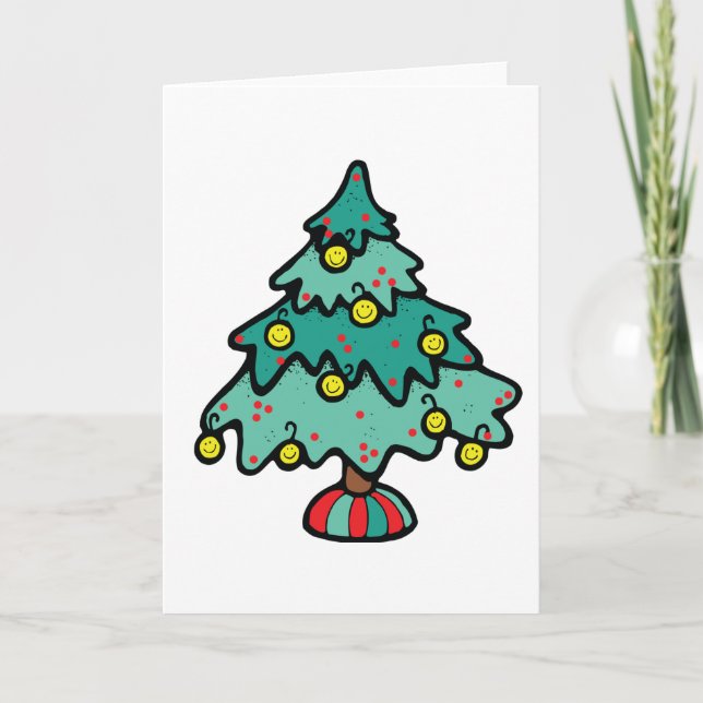 Cartão De Festividades ornamentos pendurados numa árvore de natal (Frente)