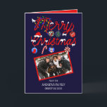 Cartão De Festividades Ornaments Lights Snowy Merry Photo Christmas<br><div class="desc">This cute and playful Christmas holiday greeting card is perfect for a fun and festive event. It depicts a personalized family photo to customize. It also features hand-drawn decorative typography with light strands, Santa Clause hat, candy can, ivy and holly berry, Christmas tree, Joy, stocking, peppermint candy, and snowman ornaments...</div>