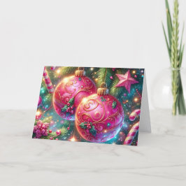 Cartão De Festividades Ornate Vintage Pink Christmas Tree Ornaments
