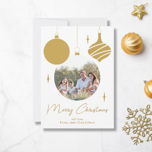 Cartão De Festividades Ortografia Dourada de Foto Moderna Feliz Natal