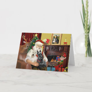 Cartão De Festividades Os 2 Terriers Escoceses do Papai Noel