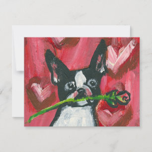 Cartão De Festividades Os namorados de Boston Terrier aumentaram