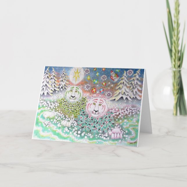 Cartão De Festividades Os tigres de natal (Frente)