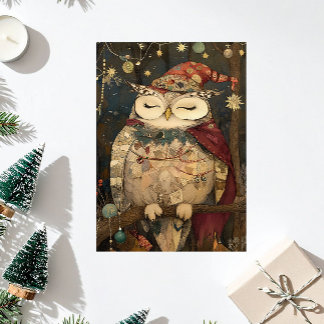 Cartão De Festividades Osric the Owl | Woodland Whimsy