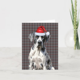Cartão De Festividades Ótima Cinza de Natal de Cachorro Vermelho Xadrez N