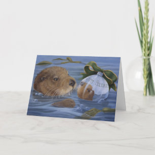 Cartão De Festividades Otter Christmas Holiday Card