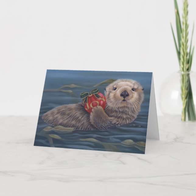 Cartão De Festividades Otter Joy Holiday Card (Frente)