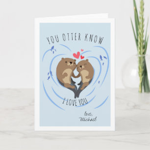 Cartão De Festividades Otter Love Romantic Valentine Card
