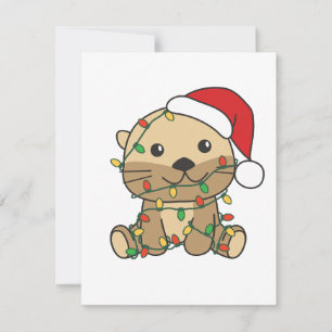 Cartão De Festividades Otters de Feriados de Inverno de Natal
