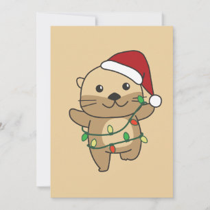 Cartão De Festividades Otters de Feriados de Inverno de Natal